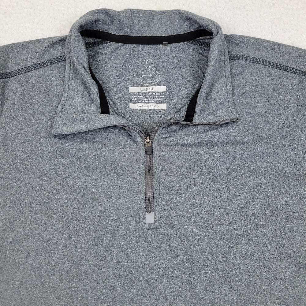 Swannies Pullover Mens Large Gray 1/4 Zip Long Sleeve Golf Activewear Stretch